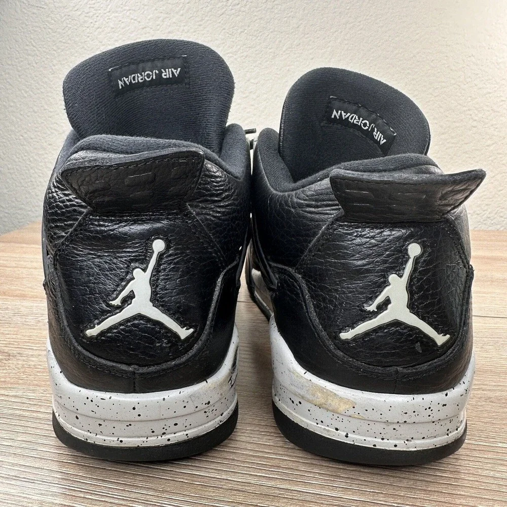 Jordan Sneakers Mens 10.5 Black Leather 4 Retro LS Oreo 2015